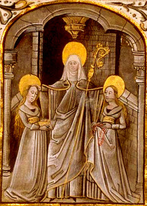 Святая Вальдетруда со своими дочерьми – св. Адельтрудой и св. Мадельбертой